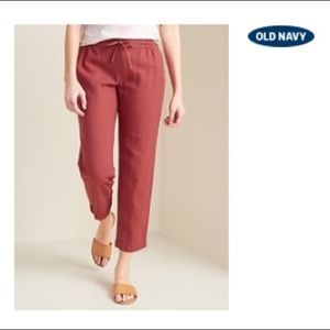 Old Navy linen red sumac cropped pants size medium
